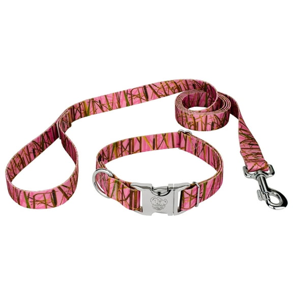Country Brook Petz® Premium Pink Waterfowl Camo Dog Collar and Leash, Medium