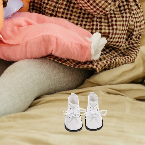 LOLIPPYY White Mini Doll Boots for 18 Inch Dolls, PU Material, Easy to Wear, Perfect Doll Accessories