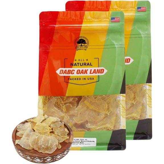 DABC OAK LAND Fish Glue,Rich in Collagen Dried Seafood Fish Maw Roll Natural Sun Dried  Small 1lb bag