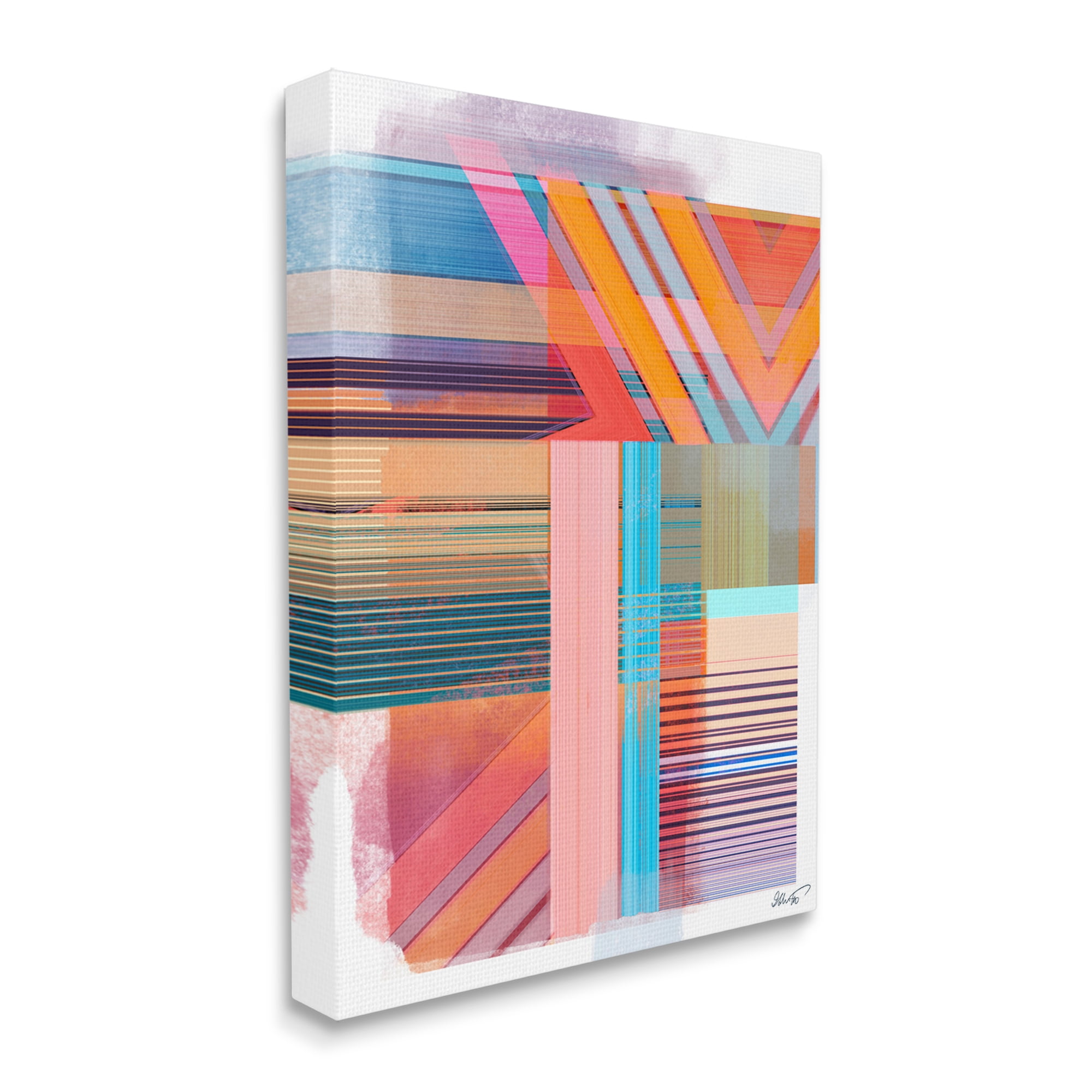 Stupell Industries Modern Overlapping Patterns Abstract Painting Gallery Wrapped Canvas Art Print Wall Art, 36 x 48