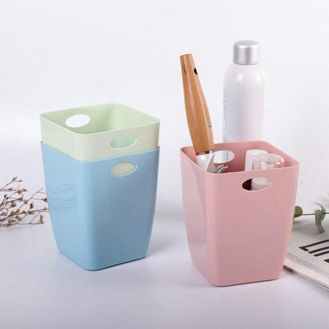 Xihbxyly Papelera de Escritorio, Tamaño Compacto, Plástico Resistente, Fácil de Transportar, Diseño Elegante, Ideal para Sala de Estar y Oficina. Colores: Verde, Rosa y Azul. Tamaño: 11,5 X 11,5 X 14