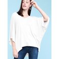 thumbnail image 4 of Made by Johnny Womens V-Neck Square Sleeves Oversized Loose Fit Top S WHITE, 4 of 6