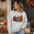 thumbnail image 5 of Leopard Checkered Pumpkin Sweatshirt, Autumn Fall Sweater, 5 of 9