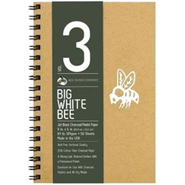 Paper Bee B204CB50-609 9 x 6 Po Grand Blanc Bee Jet Noir Charbon de Bois & Pastel Paper