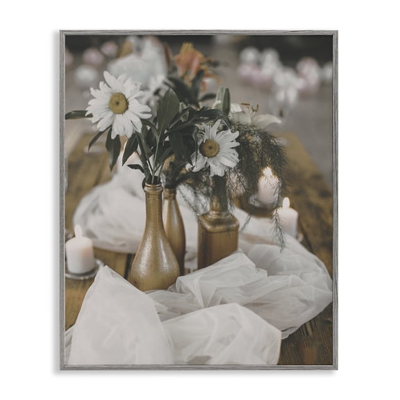 Stupell Industries Eclectic Rustic Floral Still Life Gray Framed Giclee Art, 16 x 20, by Lil' Rue