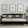 thumbnail image 3 of UHOMEPRO Twin Size Solid Wood Daybed, Modern Daybed Frame with Three-Side Rail and Storage, Multifunctional Sofa Bed Frame with Wood Slats for Living Room and Bedroom, Espresso, 3 of 12