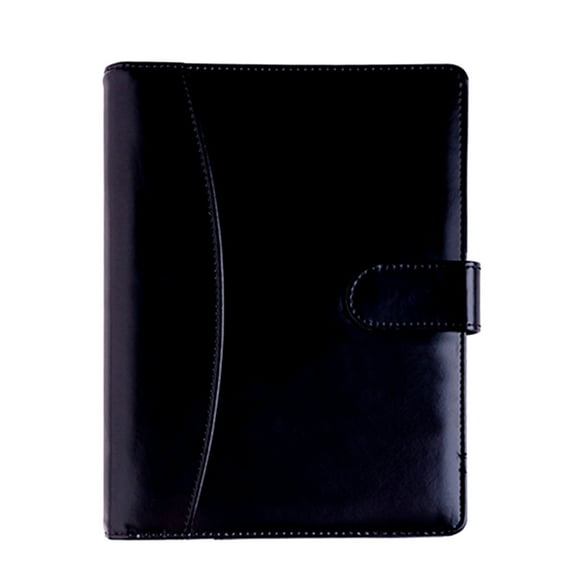 Carpeta de curpiel con block de 90 hojas de raya de 14.5 x 21 cm y arillo metálico.