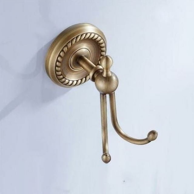 Ganchos de latón antiguo vintage, elegante gancho para bata de baño montado en la pared, diseño antiguo atemporal que agrega encanto a su espacio, acabado dorado, percha para toallas de puerta