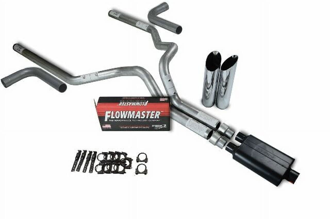 15-18 Chevy GMC Silverado Sierra 2.5 Dual Exhaust Flowmaster Super 44 Slash Tip