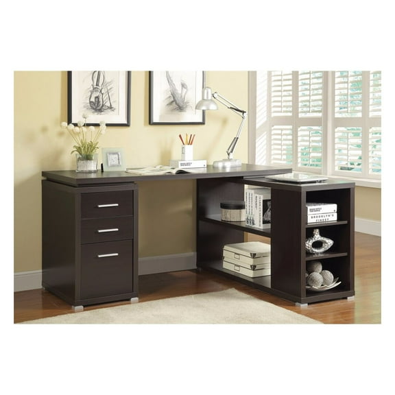 Contemporary Style Wooden Office Desk, Brown