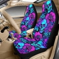 thumbnail image 3 of Xixirimido 5-Piece Car Seat Cover Set Breathable PU Leather Front Seat Covers with Seat Belt & Console Covers Universal Fit for SUV, Sedan, Truck, Gothic Skull Vibrant Floral, 3 of 8