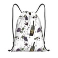 thumbnail image 1 of Xecao Wine Bottles And Grapes Pattern Sports Drawstring Backpack - String Swim Gym Bag with Wet Proof Pocket for Women&Men-Small, 1 of 6