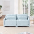 thumbnail image 3 of Two -seater Chenille Fabric sofa, 2 lumbar pillows,Ergonomic, high - quality wood frame, resilient sponge,Easy install, elegant armrests,Fits bedrooms, living rooms, reading nooks,Sky blue, 3 of 9