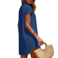 thumbnail image 7 of TRUNZI Beach Cover Ups for Women Short Sleeve V Neck Flowy Loose Fit Lightweight Bathsuit Swimwear Dresses Navy L, 7 of 7