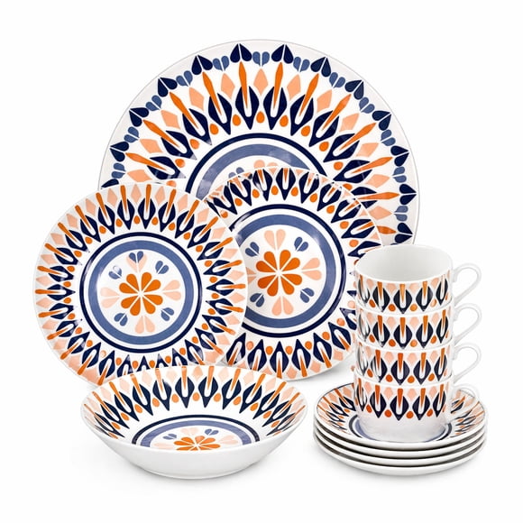 Vajilla Porcelana 12 Pzas Geometric Diseño Moderno