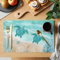 thumbnail image 2 of Turquoise Turtle Coastal Placemats Set of 4 Waves Seaside Summer Beach Ocean Place Mats Indoor Wipeable Table Mats Washable Dining Table Placemats for Kitchen Holiday Party Home Decor 13x19 Inch, 2 of 9