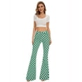 thumbnail image 4 of Bell Bottom Jeans for Women High Waisted Stretch Plaid Flare Jeans Denim Bootcut Pants(Green Checkered,6), 4 of 8