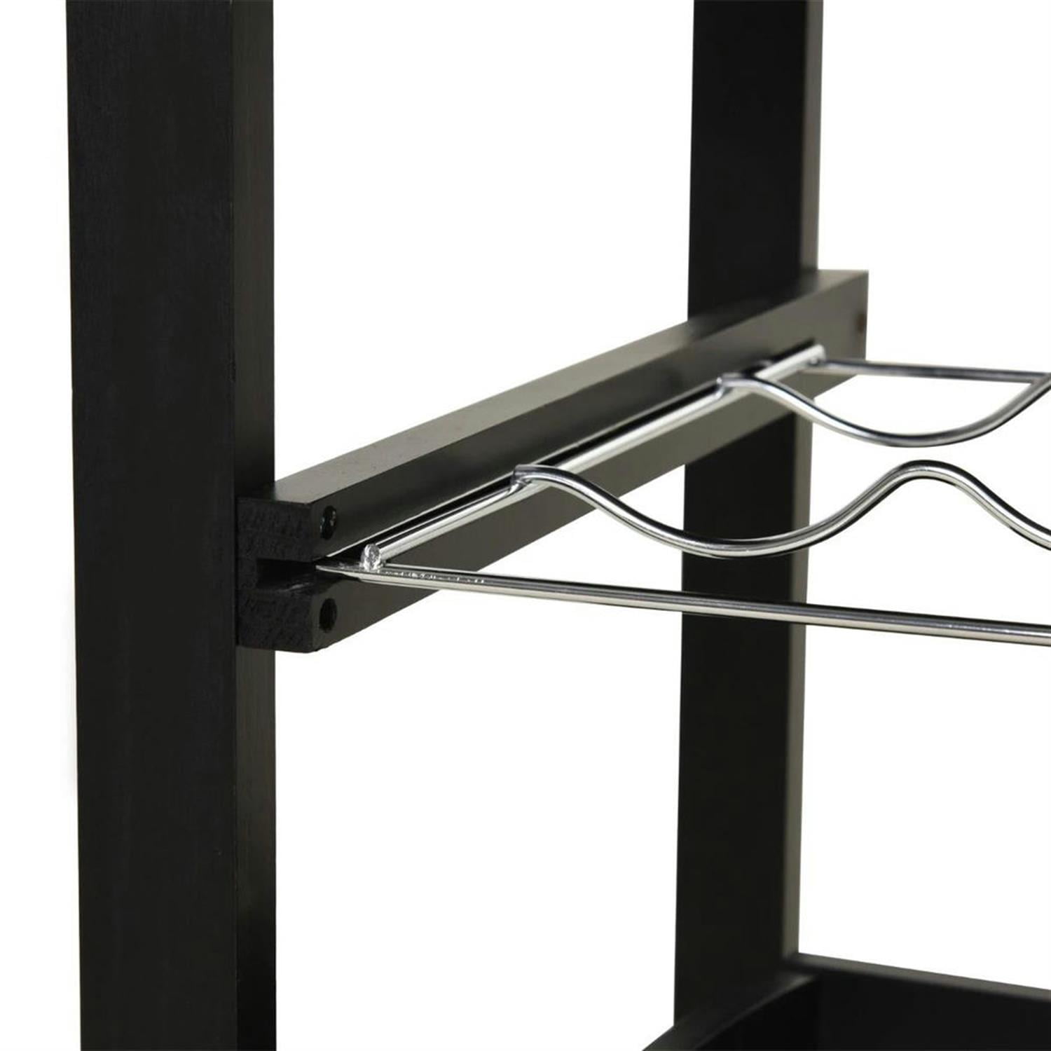 Demi Bonn 3-Tier Kitchen Island Cart on Wheels with Open Storage Shelves, Rolling Dining Room Serving Utility Carts Mobile Movable with Stainless Steel Top, Black