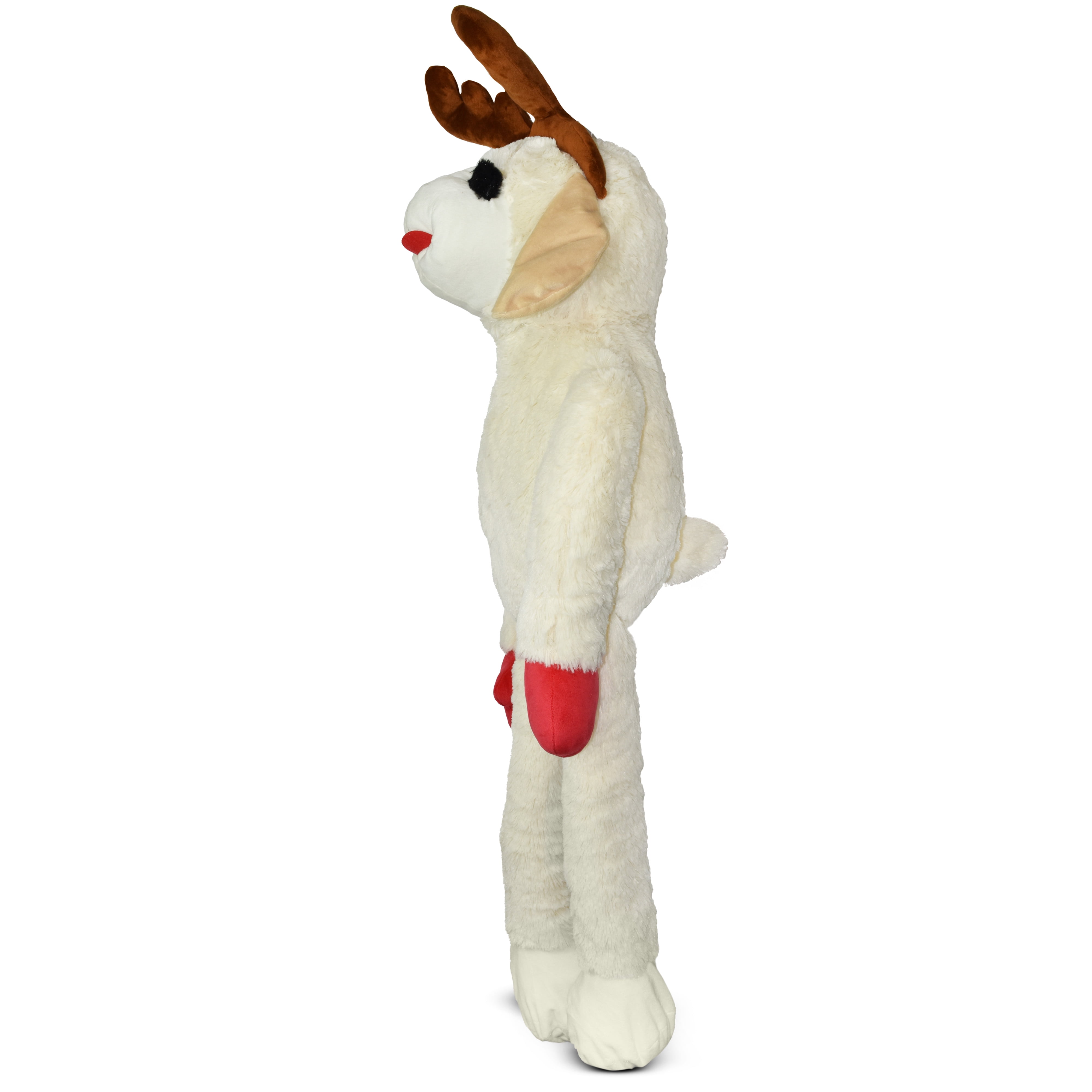 Multipet Plush Super Sized Holiday Lamb Chop Dog Toy, Reindeer with Antlers, 3Ft Tall, Limited Edition