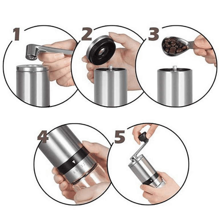  VenDan Manual Coffee Grinder - Hand Crank Coffee Grinder with  Travel Jar - Coffee Bean Grinder - Incl. Coffee Scoop & Cleaning Brush - Molino  de Cafe : Home & Kitchen