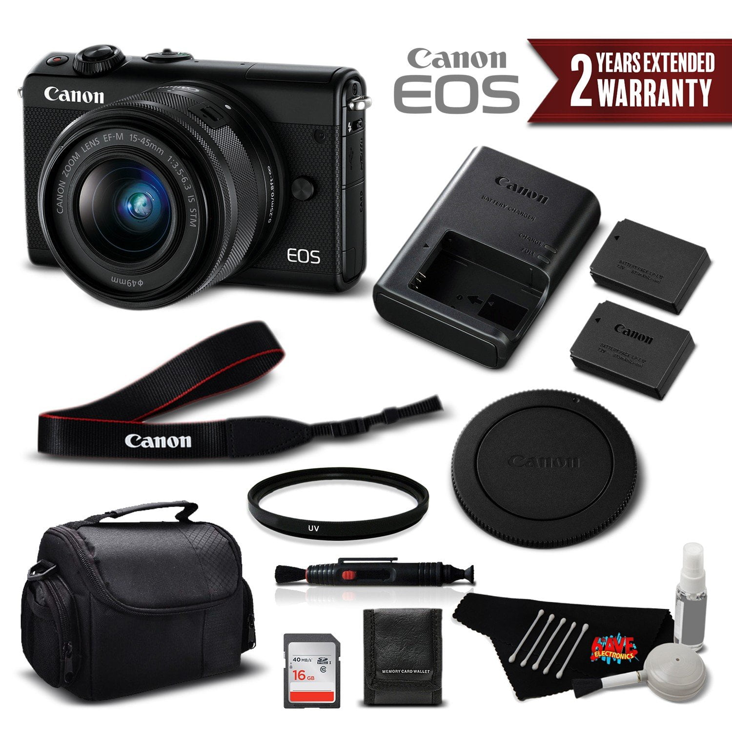 Canon EOS M100 Mirrorless Digital Camera +1545mm Lens (Black) 2209C011