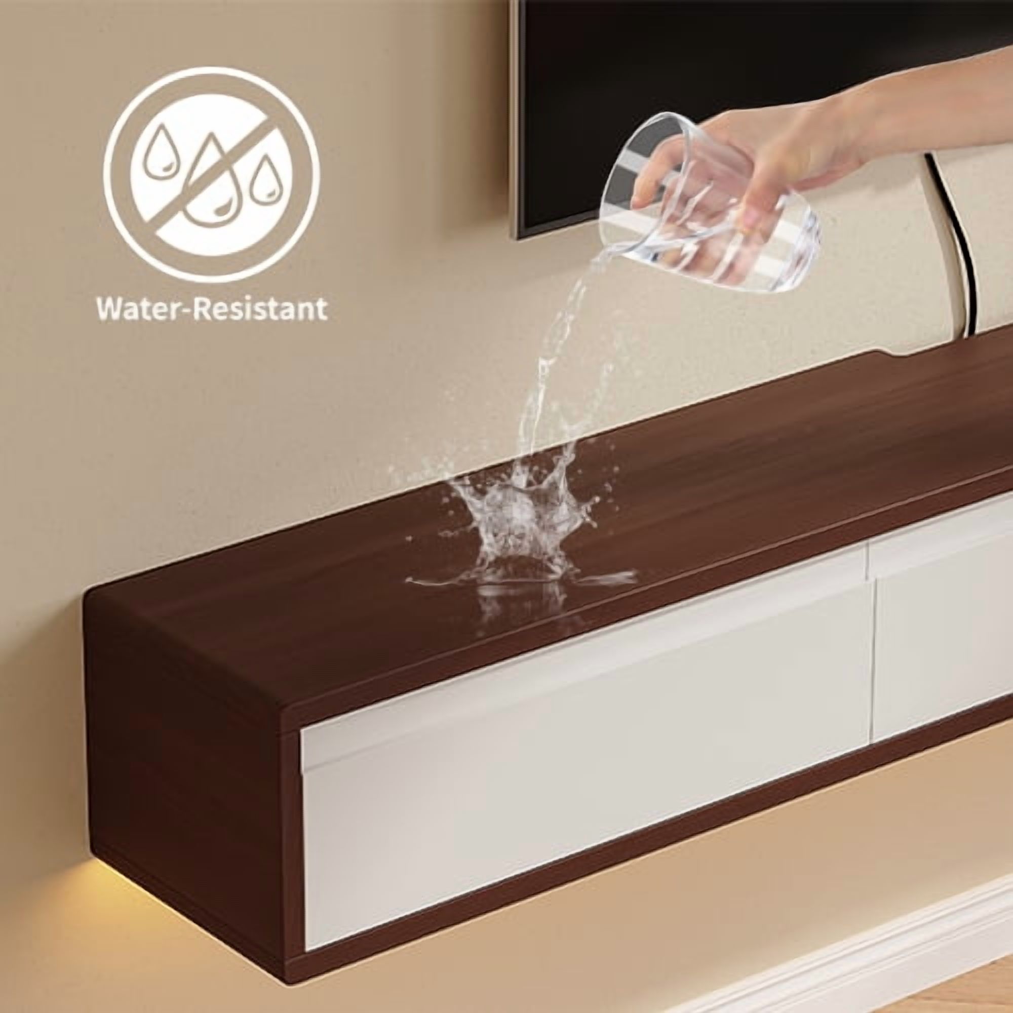 FloatiCasa 86" Floating TV Stand Wall Mounted Floating TV Shelf for TVs up to 90" Floating TV Console with 4 High Gloss Doors