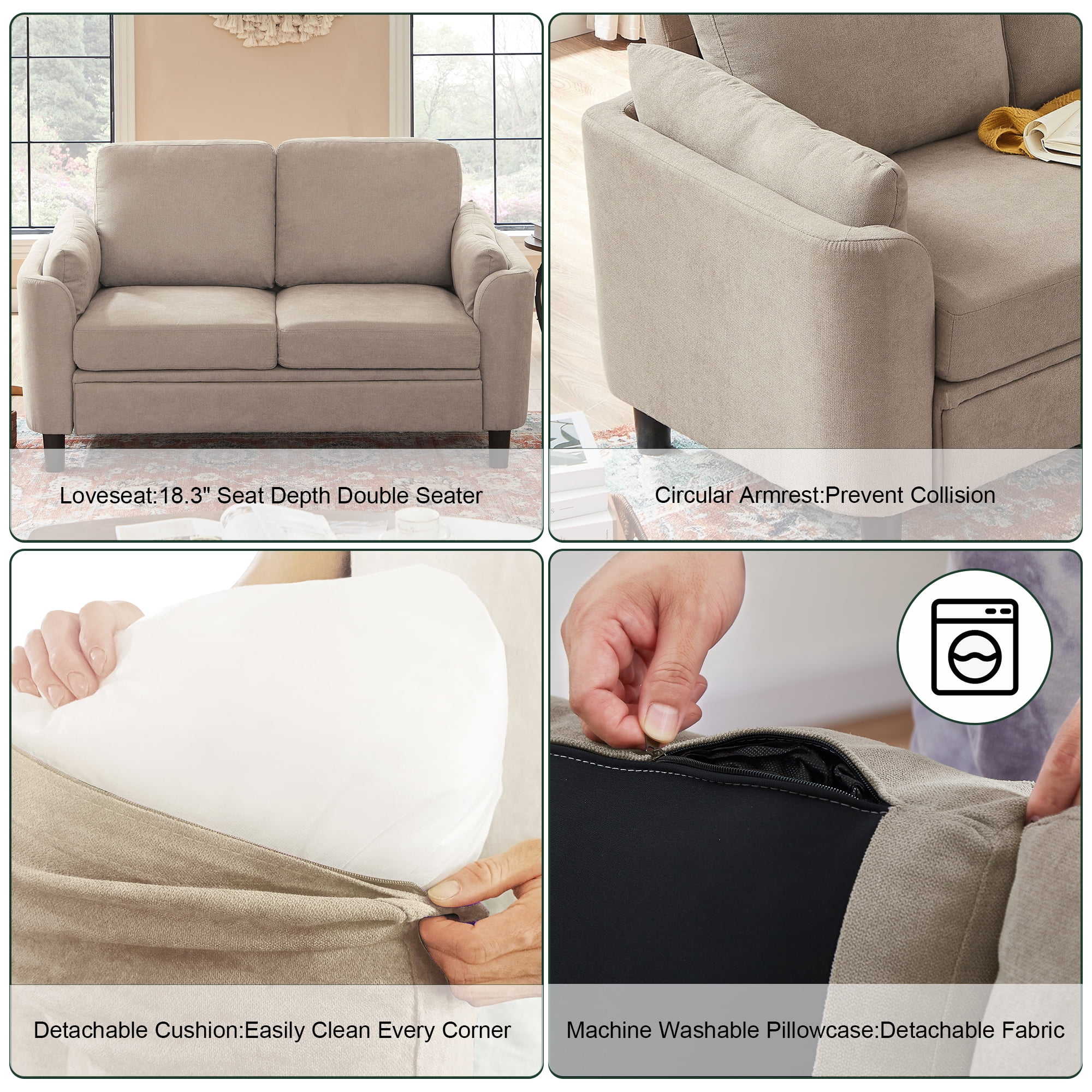 Pingliang Home 59" Loveseat Small Sofa Couch 2 Seater for Living Room Bedroom Apartment Studio Office,Double Seat Love Seat