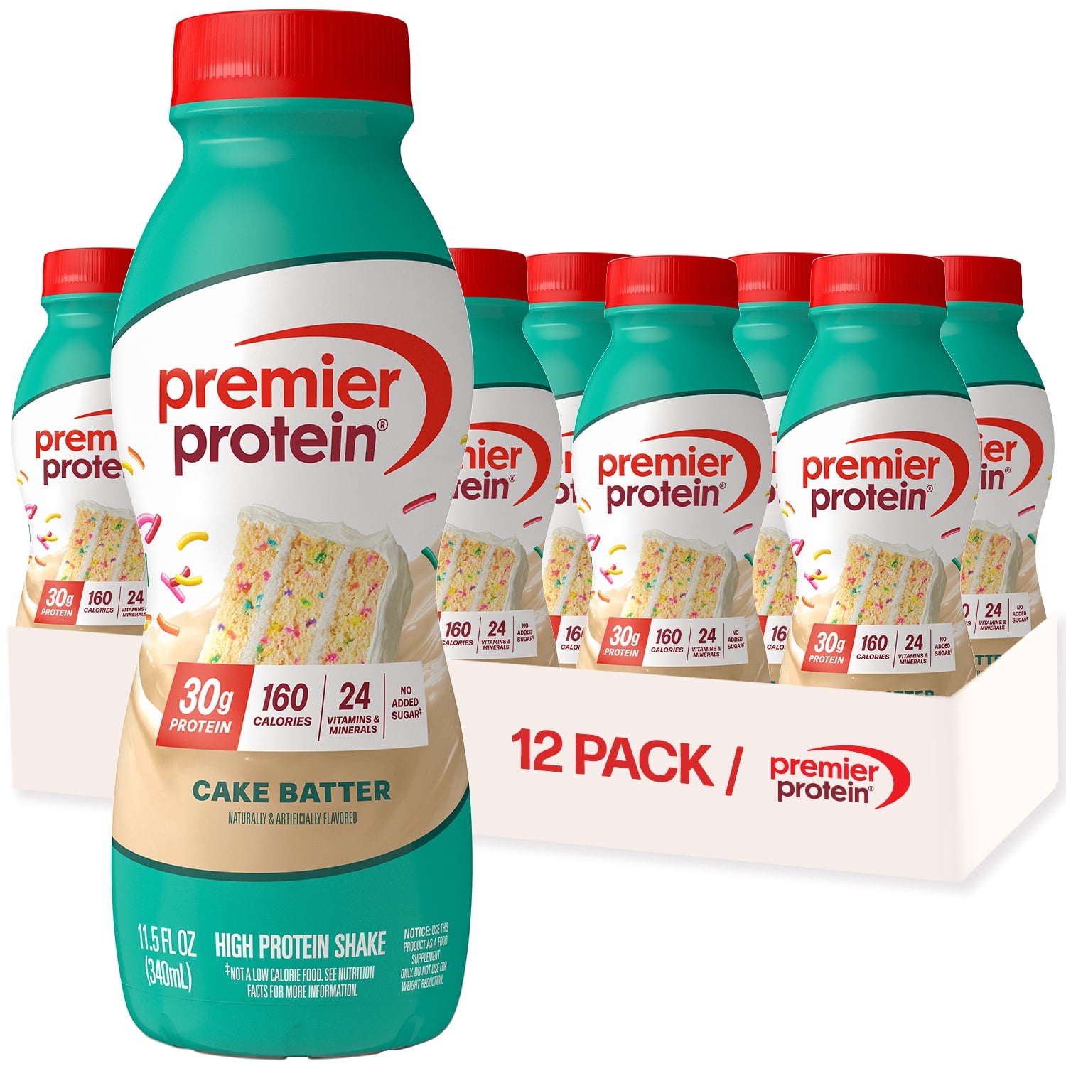(3 pack) Premier Protein Shake, Cake Batter Delight, 30g Protein, 11.5 fl oz, 12 Ct