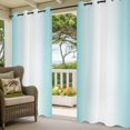 thumbnail image 5 of Outdoor Curtains for Patio Waterproof, Teal Ombre Windproof Pravicy Outside Porch Blackout Curtain, Turquoise White Gradient Modern Abstract Art Sun Blocking Grommets Curtains for Cabana 54"x108", 5 of 9