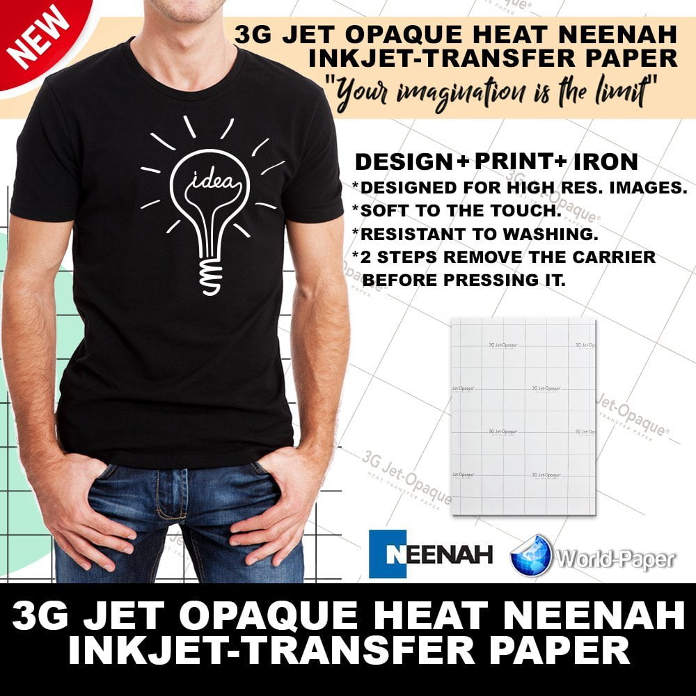 25 Sheets Neenah 3G Opaque Transfer Paper for Dark Colors 11x17 