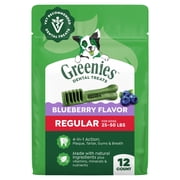 Greenies Blueberry Flavor Adult Natural Dental Dog Treats Regular Size, 12 oz Pack (12 Count)
