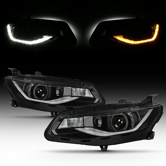 AKKON - Fits 2016-2018 Chevy Malibu Sedan LED Sequential Signal Projector Headlights Pair Black Headlamp Left Right