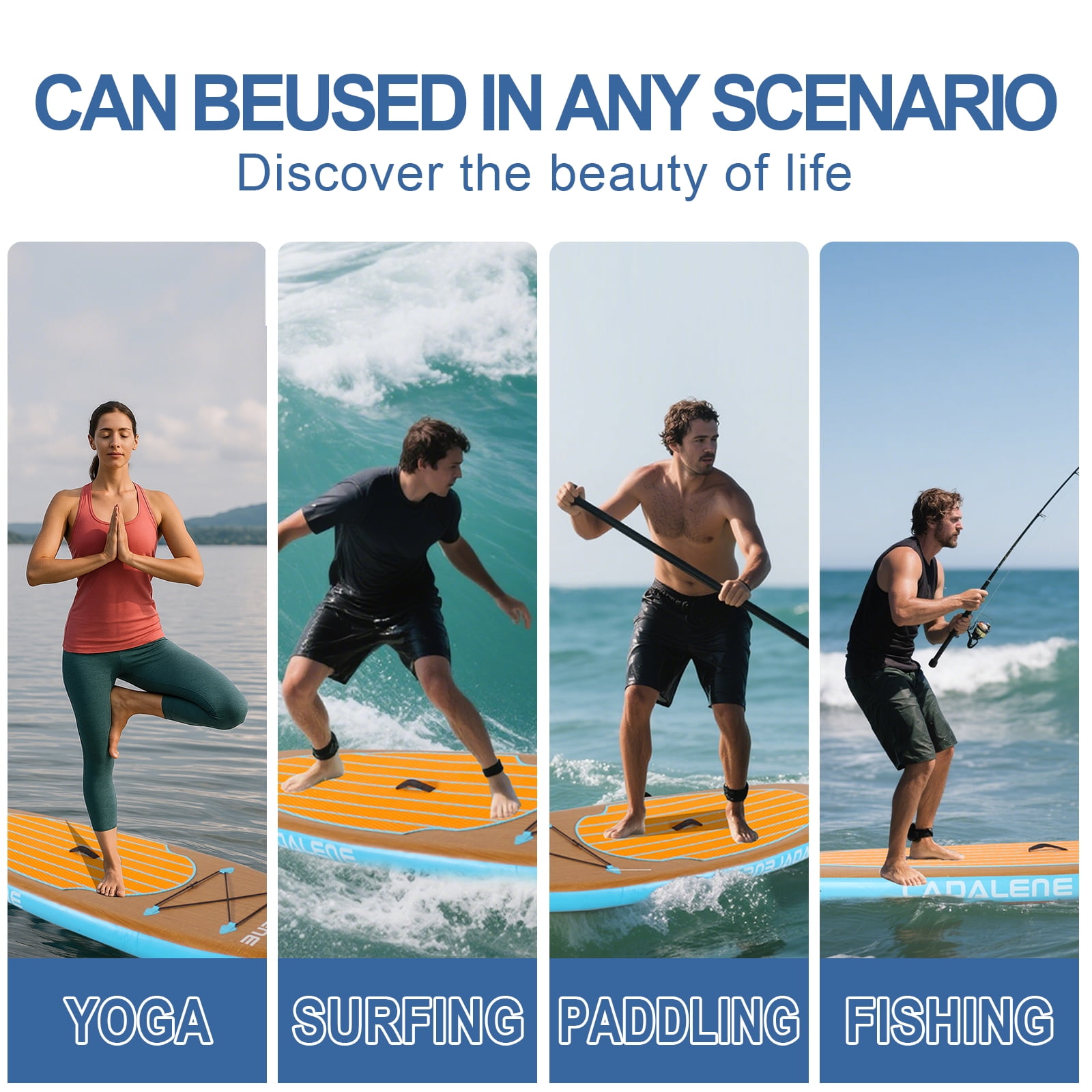 CADALENE 10 ft Inflatable Stand up Paddle Board for Adults & Youth, Anti-Slip SUP Paddleboard with Premium Accessories