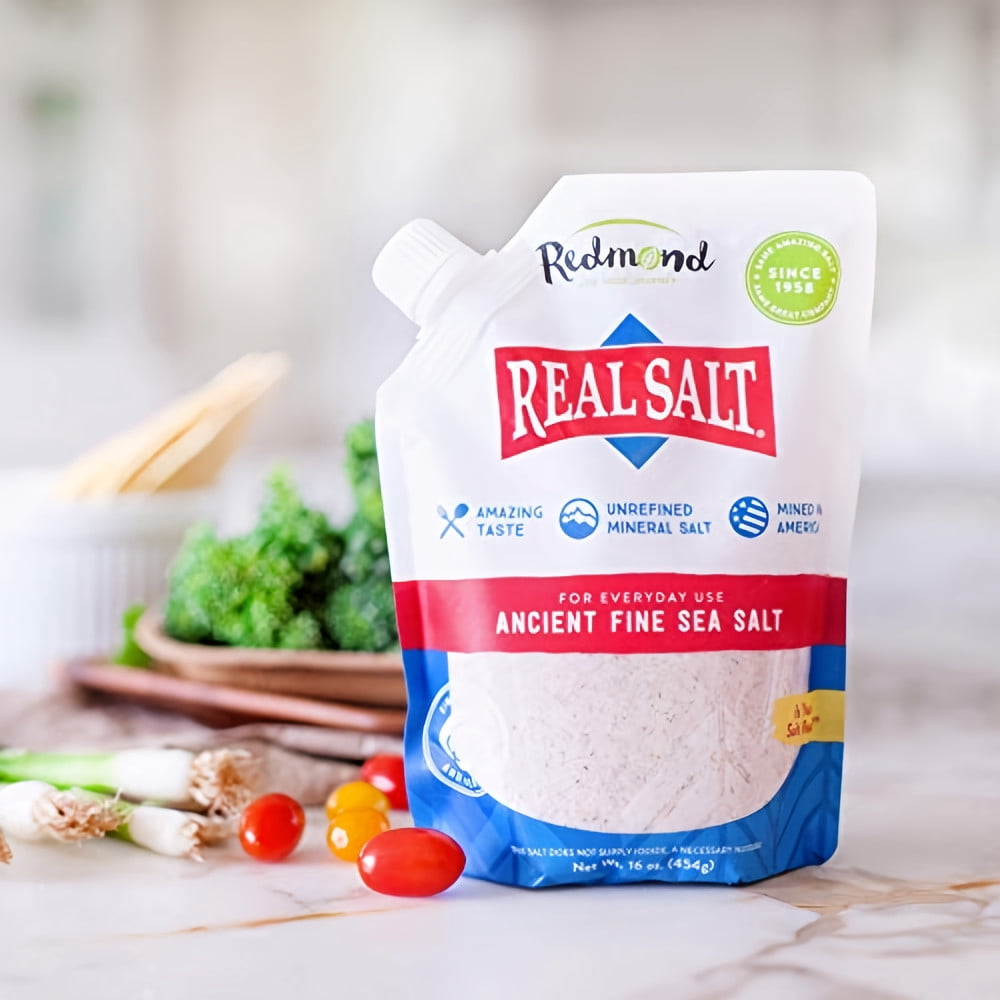 Redmond Real Salt Ancient Fine Sea Salt 16 oz (Pack of 4)