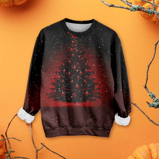 Christmas Sweatershirts For Women 2025 Crew Neck Winter Holiday Cute Pullovers