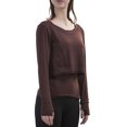 thumbnail image 1 of Tignapoo Women's Two-Piece Active Set: Short Crop Tee with Boat Neck & Thumb Hole + Camisole, Breathable Quick-Dry for Dance, Yoga, Running, Coffee Color, Asian Size L (S1801#), 1 of 7