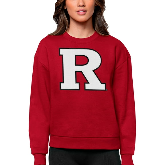Women's Antigua Scarlet Rutgers Scarlet Knights Victory Crewneck Pullover Sweatshirt