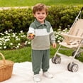 thumbnail image 2 of Toddler Boy Clothes Infant Plaid Pocket Shirt Denim Ripped Jean Pants Outfits Set 6 12 18 24 Months 2T 3T 4T 5T Kids Green,2-3 Years, 2 of 6