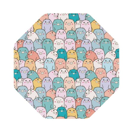 

Matuu Colorful Cute Pig for Cup Coasters Set of 6 Leather Coasters Desk Coasters for Office Measures 4” x 4” Octagon