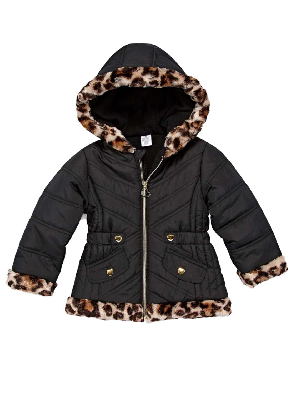 Baby Toddler girls winter Add wool leopard grain Hooded Coat Outerwear Jacket 