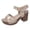 Beige, variant on Platform Heels for Women Comfy Arch Support Open Toe Heeled Sandals Trendy Metal Decor Splice Leather Summer Dress Pumps Shoes Brown Size 9