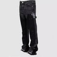 thumbnail image 5 of Miluxas Men's Hip-hop Embroidered Baggy Jeans Loose Fit Denim Black Trousers Gray, 5 of 7