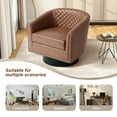 thumbnail image 5 of UIXE Swivel Accent Chair PU Leather Barrel Club Chair for Living Room Upholstered Armchair Comfy Single Sofa Bedroom Reading Seat, Brown, 5 of 7