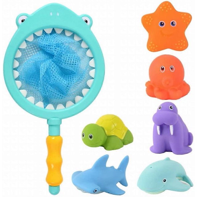 ZHAOCHENG Juguetes de baño, juego de pesca con animales flotantes y rociador de agua con redes de pesca, redes de pesca en la bañera