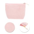 thumbnail image 4 of Bolsas de maquillaje de triángulo con rayas amigables para viajar, 1 Pc, color rosa, corduroy, 4 of 5