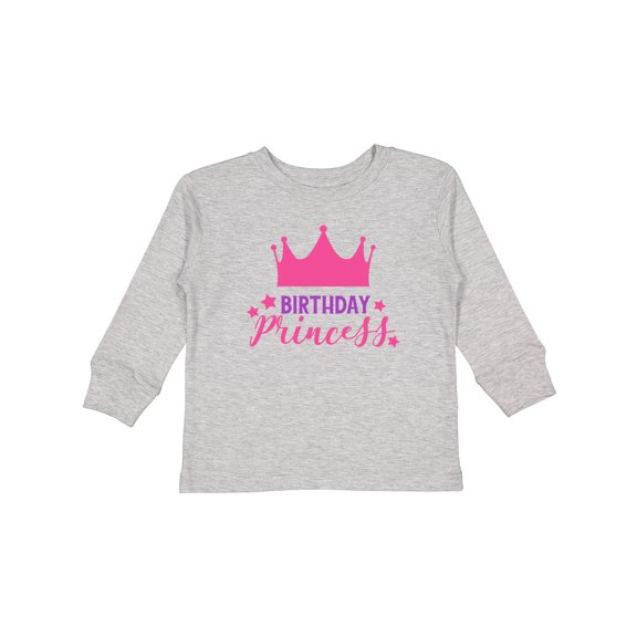Inktastic Birthday Princess, Little Princess, Crown, Stars Girls Long Sleeve Toddler T-Shirt