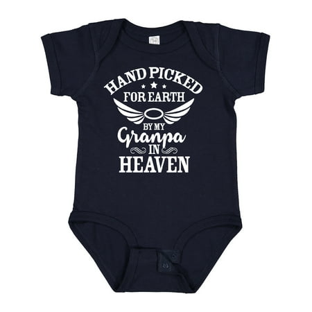 

Inktastic Handpicked for Earth by My Granpa in Heaven with Angel Wings Gift Baby Boy or Baby Girl Bodysuit