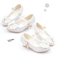 thumbnail image 6 of Gyratedream Girls Flower Bow-Knot Dress Shoes Kid Toddler Bridesmaids Wedding Party Heel Mary Jane Princess Shoes Flats, 6 of 8