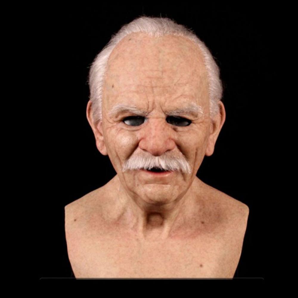 Realistic Old Man Face Mask Halloween Latex Decor Mask Scary Full Head Creepy Wrinkle Face 