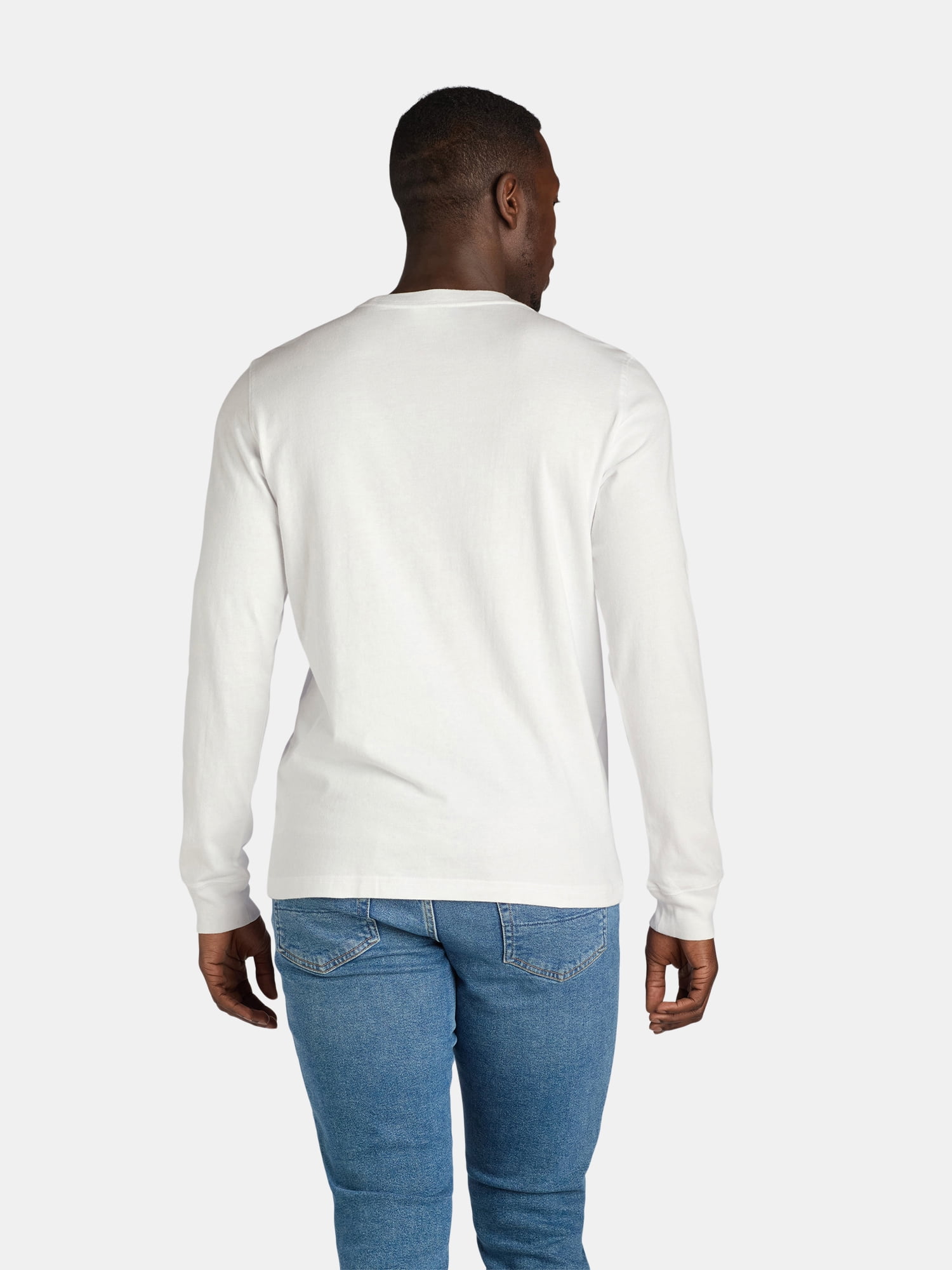 (3 pack) George Men's & Big Men's Relaxed Fit Cotton Crewneck T-Shirt with Long Sleeves, Size XS-3XL